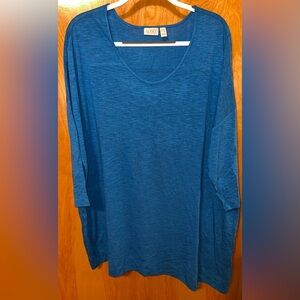 LOGO by Lori Goldstein heathered blue slouchy asymmetrical hem tunic Size 1X
